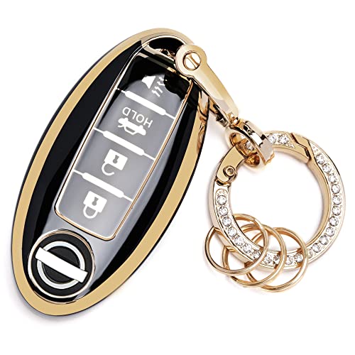 JAMCARI for Nissan Key Fob Cover 45 Button Soft TPU Protection Car Key Case Shell for Nissan Altima Maxima Rogue Armada Sentra 370z Pathfinder Murano Black - Image 1