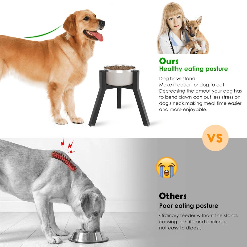 TIDANT Dog Bowl Stand for Medium Large Dogs, Adjustable Width Elevated Dog Bowls 7-10.6", Raised Dog Food Water Bowls, 11 inch Tall Single Holder, Black,Bowl Not Included - Image 2