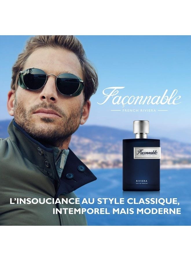 Faconnable - Riviera Eau de Parfum for Men, Woody & Aromatic scent, 3 Fl Oz - Image 1