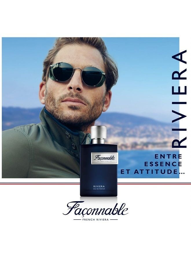 Faconnable - Riviera Eau de Parfum for Men, Woody & Aromatic scent, 3 Fl Oz - Image 1