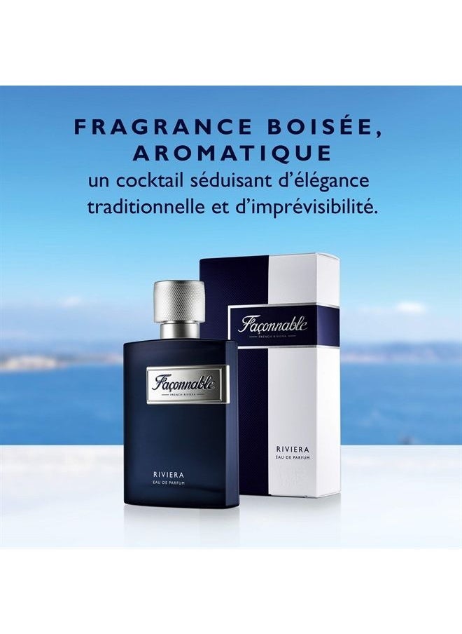 Faconnable - Riviera Eau de Parfum for Men, Woody & Aromatic scent, 3 Fl Oz - Image 1