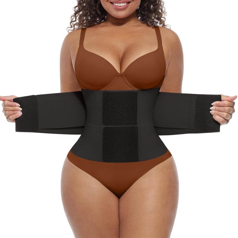 FeelinGirl Waist Cincher Tainer Workout Corset Shaper Tummy Slimmer Plus Size Belly Band for Women Black M - Image 1