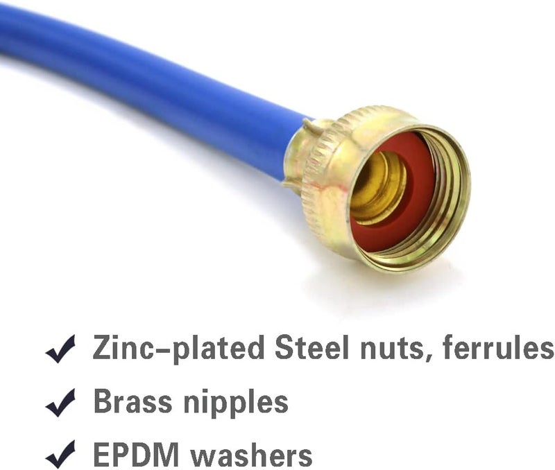 TT FLEX Rubber Washing Machine Y Mixer Hose Connector, Hot and Cold Color Coded, 3/4" Fittings, 1 ft (12") Length - Image 3