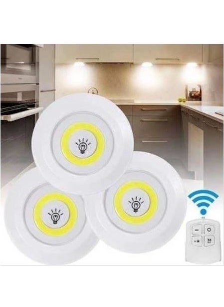 Technomax - Geseus Remote Controlled Battery Powered Triple Spot LED Lamp Powerful White LIGHT-2PCS - Image 1