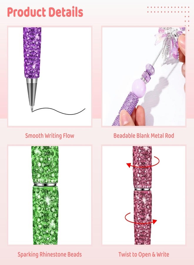 Homaisson 15 Pcs Glitter Beadable Pens, Full Rhinestone DIY Creative Pens, Glittering Bead Pens for Customization, Bling Writing Pens, Diamond Pens, Ideal for Art Projects and Presents - Image 3
