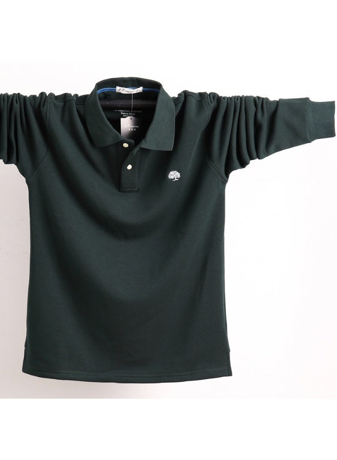 Big Size Men Long Sleeve Polo Shirt  Autumn Winter Men  Fashion Casual Loose Cotton Tops Solid Color Polo Shirt - Image 1
