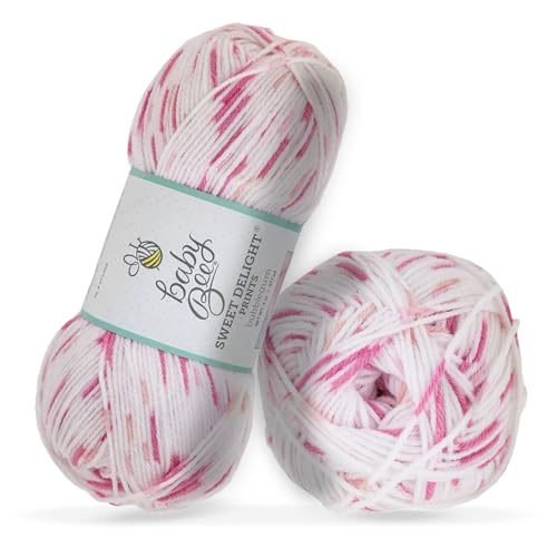 Hobby Lobby Baby Bee 3 Light Acrylic Polyamide Yarn for Crocheting Knitting Soft Skein 377 Yards Craft Supplies for Handcrafting Bubblegum - Image 1