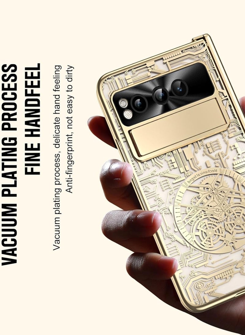 Phone Case Compatible with Google Pixel Fold 5G 2023 Hinge Protection Built-in Screen Protector Ultra Thin Mechanical Style Pattern Case with Stand  - Image 3