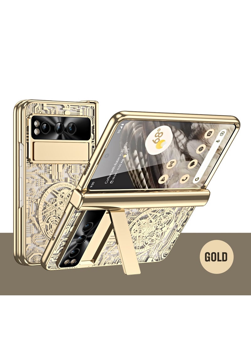 Phone Case Compatible with Google Pixel Fold 5G 2023 Hinge Protection Built-in Screen Protector Ultra Thin Mechanical Style Pattern Case with Stand  - Image 1