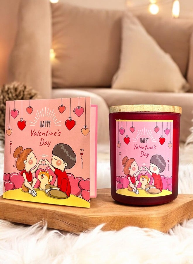 SINCE 7 STORE Cute Couple Valentine's Day Gift - Red Frosted Jar Soy Wax Candle for Girlfriend, Boyfriend, Wife, Husband, Romantic Gift for Couples, Love, and Special Occasions - Image 1