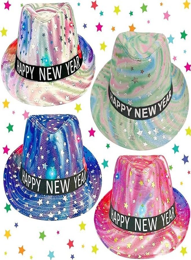 LUCKKYY 4 Pcs Neon New Year's Eve Party Supplies Kit,2026 New Year's Eve Party set Corlorful Party Gangster Hats,NYE Party Supplies Favors - Image 1