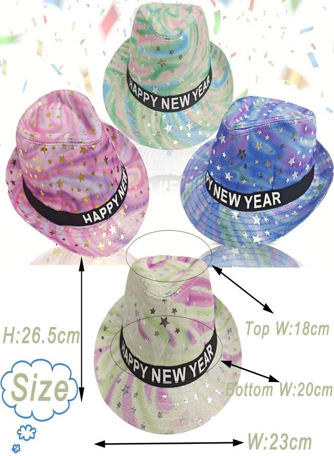LUCKKYY 4 Pcs Neon New Year's Eve Party Supplies Kit,2026 New Year's Eve Party set Corlorful Party Gangster Hats,NYE Party Supplies Favors - Image 2