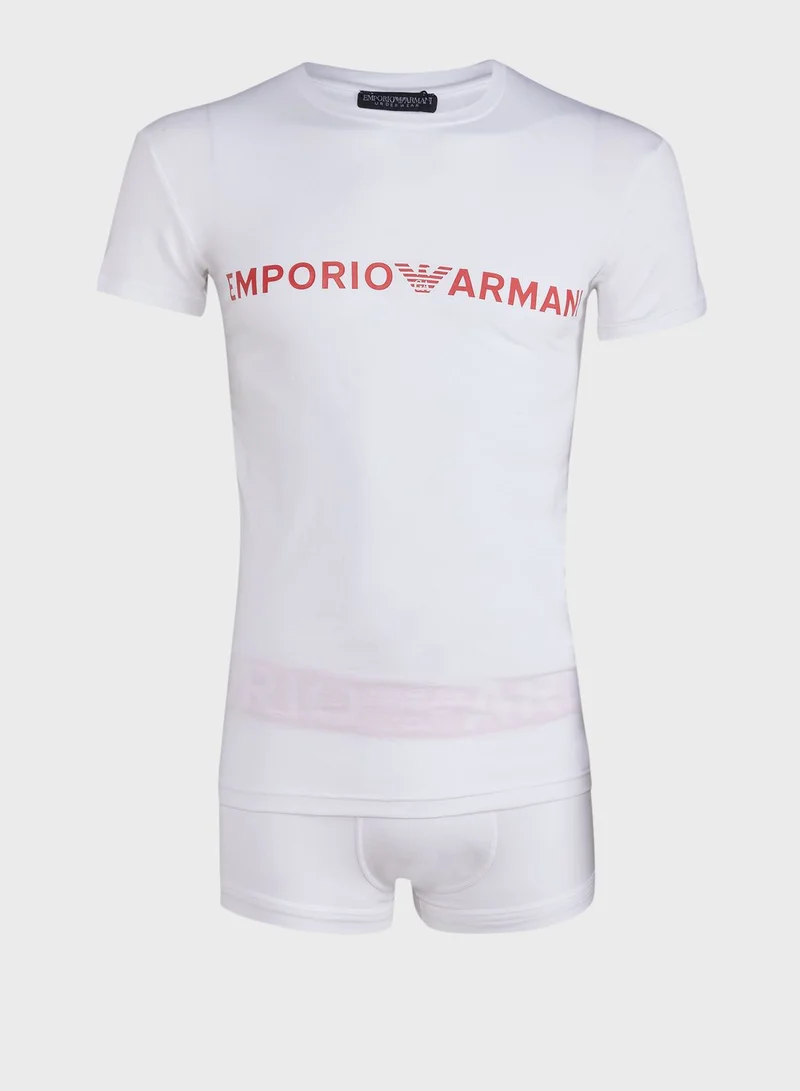 EMPORIO ARMANI Logo T-Shirt + Trunks Set