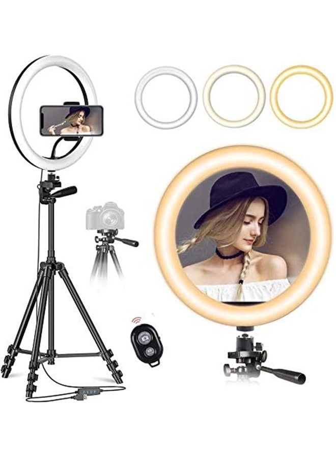 Dimmable LED Ring Light  10inch With Tripod Stand Multicolour - Image 1