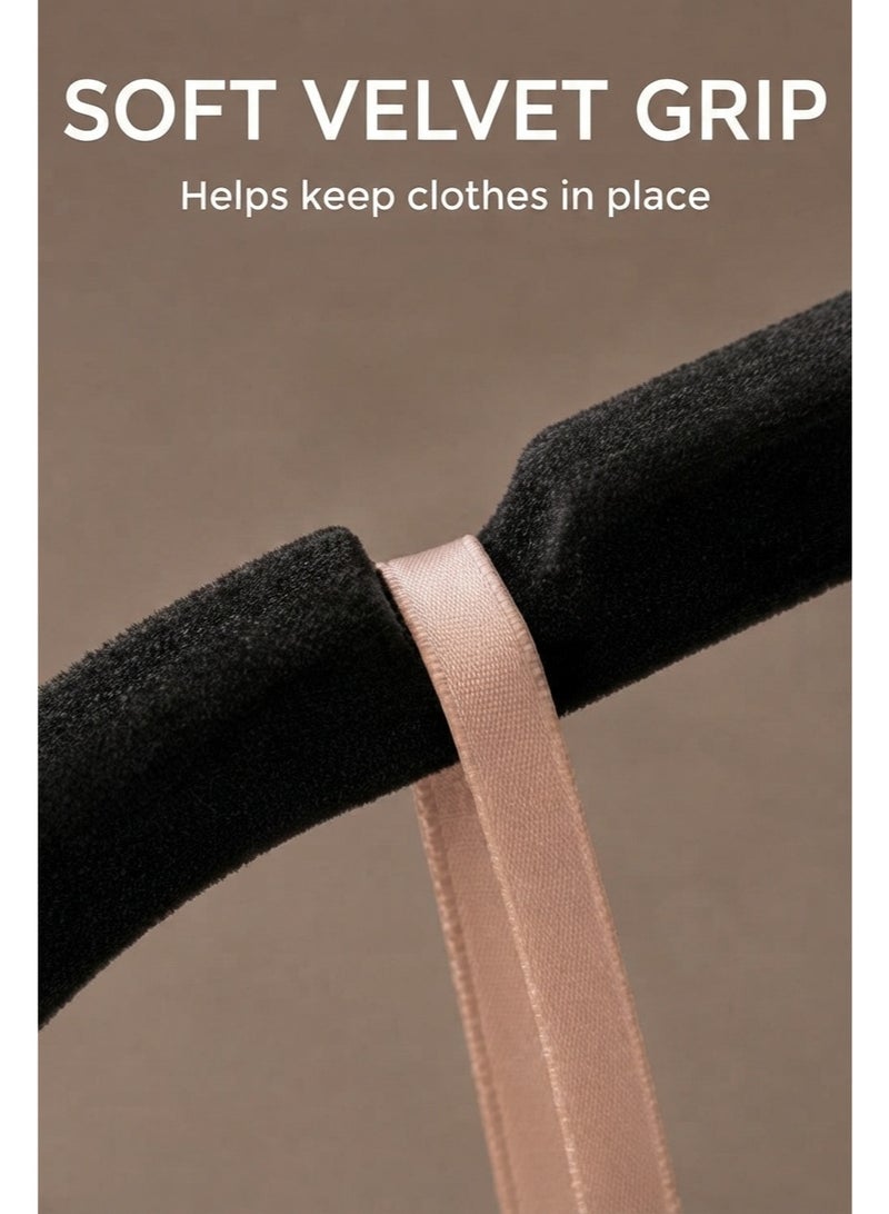 BLOOMING TIME 100-Pack Velvet Hangers, Non-Slip Slim Clothes Hangers with 360° Swivel Hooks, Shoulder Notches & Trouser Bar for Shirts, Dresses, Jackets and Pants - Image 5