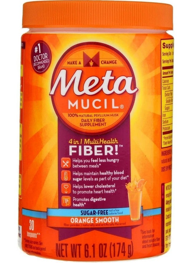 Metamucil Daily Fiber Supplement/Therapy for Regularity, Sugar Free, Orange Smooth, 6.1 oz (Pack of 3) - Image 1