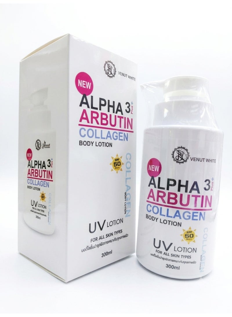فينوت وايت لوشن الجسم ألفا أربوتين 3 بلس كولاجين من فينيوت وايت، حماية SPF 50 PA+++ من الأشعة فوق البنفسجية، مرطب ومفتح، 300 مل - Image 3