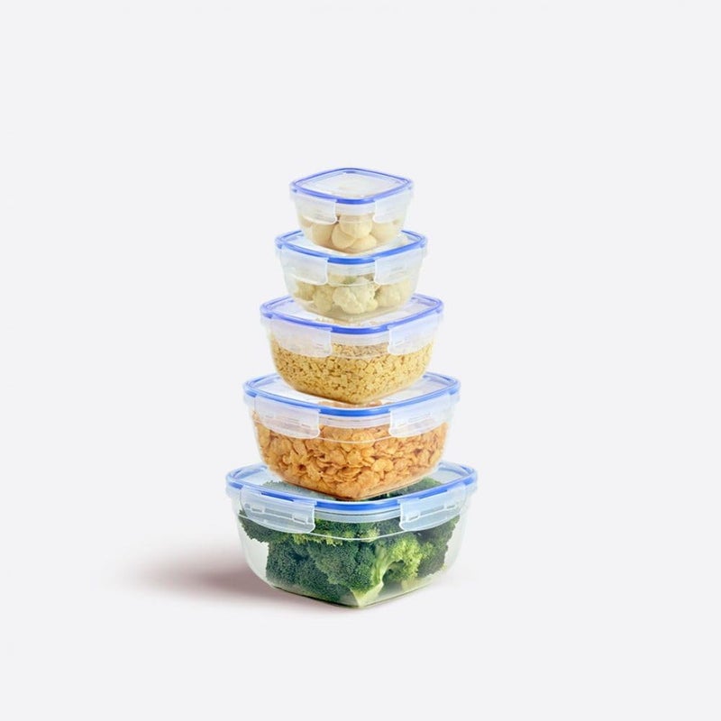Genaric Dunya Reusable Plastic BPA Free Box Container, Can be used For Food Storage, Meal Prep, Leftovers. Food Storage Set Consists of 5 Pcs Varies In The Size (275-500-900-1500-2400 ml)
