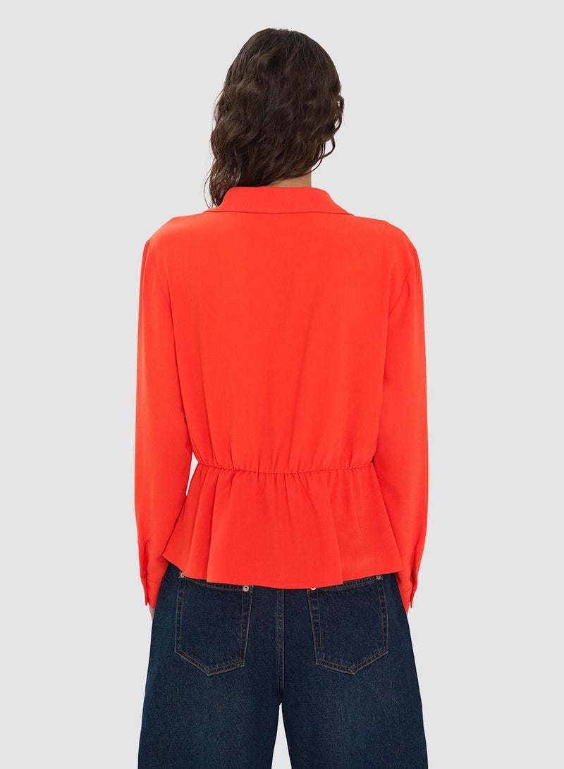 French Connection Thelma Long Sleeve Wrap Over Shirt - Image 3