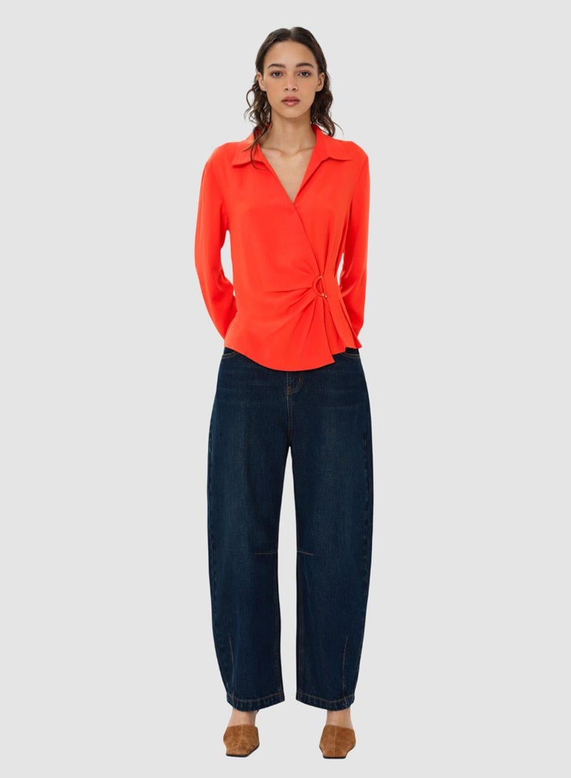 French Connection Thelma Long Sleeve Wrap Over Shirt - Image 4