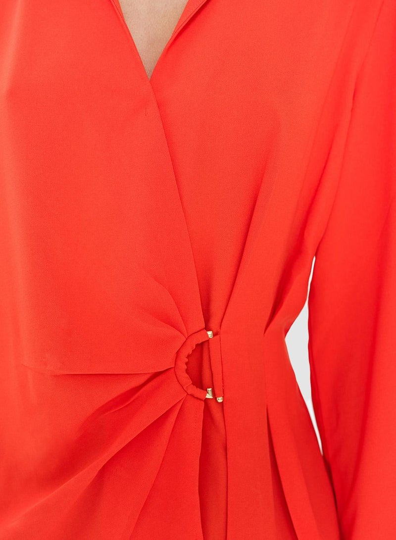 French Connection Thelma Long Sleeve Wrap Over Shirt - Image 5