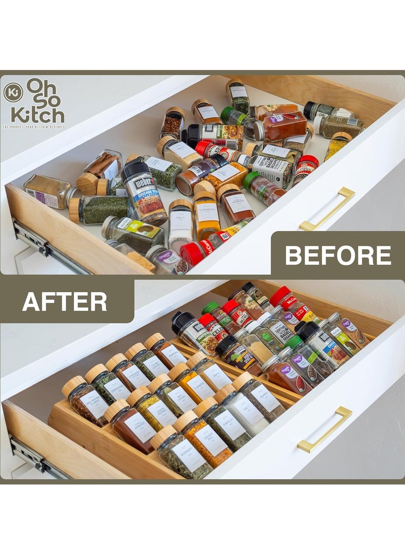 Generic - Bamboo Spice Rack Organizer for Kitchen Countertop (No Jars Included) – Sturdy 3-Tier Wooden Shelf, 11"D x 11.61"W x 14"H, Foldable Storage with Non-Slip Base - Image 1