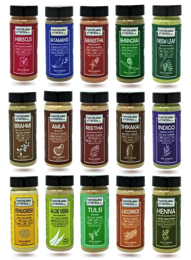 Panchkarma Ayurveda Herbal Hair Care Powder Combo - 15 x 100g - Natural Herbal Blend for Hair Strength, Shine & Scalp Wellness - Amla, Bhringraj, Reetha, Henna & More - Image 1