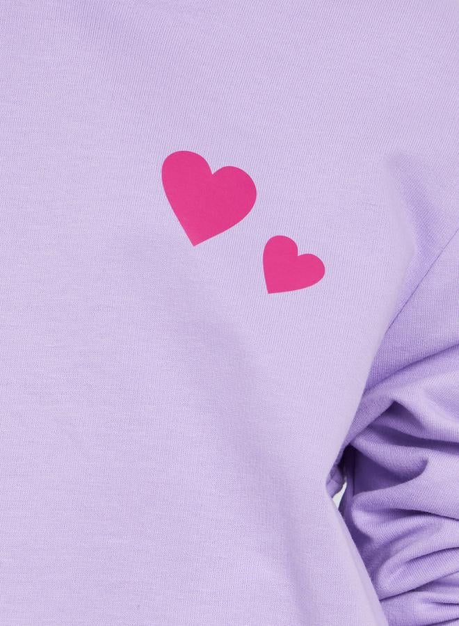 ستايلي هودي بقصة مريحة وطبعة قلب - Image 3