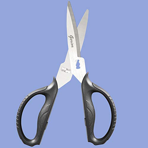 Gerior Food Scissors - Stainless Steel Kitchen Shears for Food, Chicken, Meat, Vegetables & Herbs (Black) - Image 2