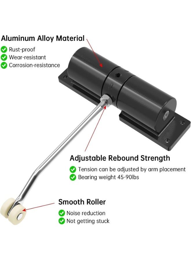Dovva Automatic Door Closer, Safety Spring Door Closers, Stainless Steel Door Closing Controller for Residential Commercial Use, Automatic Sliding Door Closer for Homes (Black) - Image 5