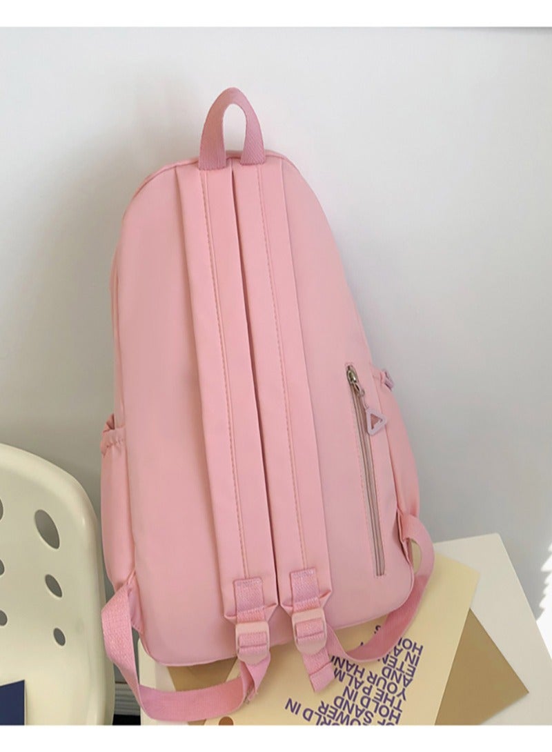 شاربدو Kawaii Boys and Girls Backpack with Cute Plush Pendant - Stylish, Waterproof, and Multi-Functional School Backpack for Kids and Teens (Pink) - Image 5