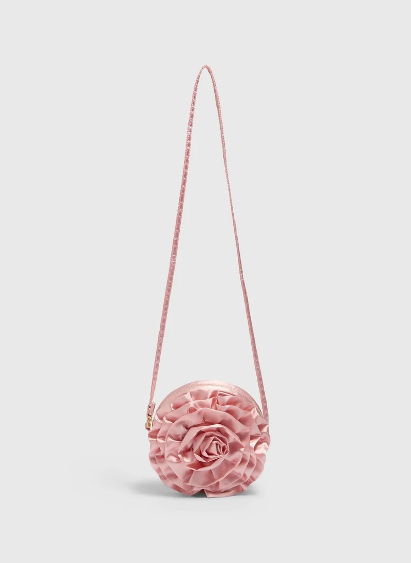 Matalan Girls Pink Round Flower Cross Body Bag