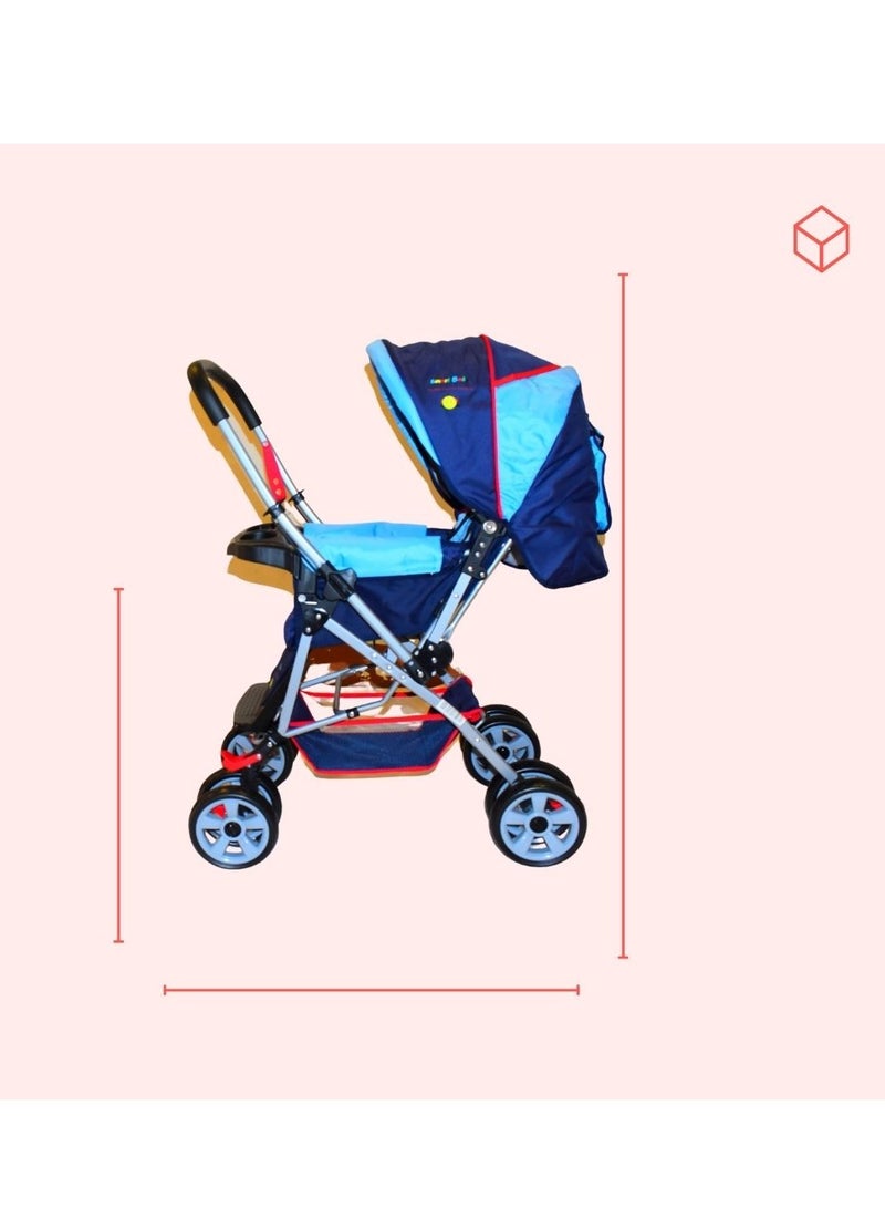 SmartBaby Baby Stroller Foldable Aluminum Pushchair with Adjustable Backrest Canopy 5-Point Harness High Anti-Shock Absorption All Terrain Pram - Image 3