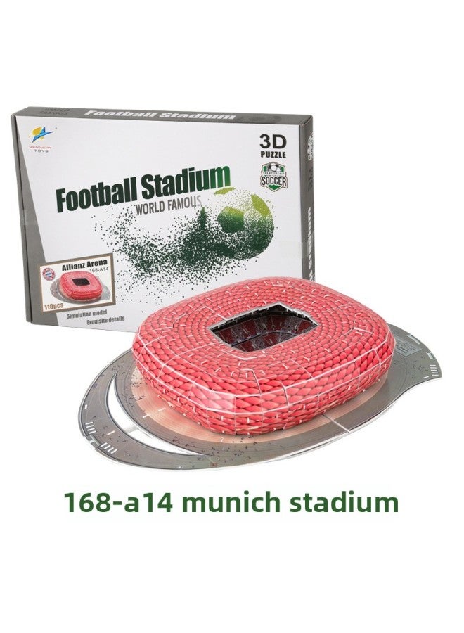3D Jigsaw Puzzle World Cup Football Stadium Construction Stadium Model Children's DIY Puzzle Toy-Color:Bayern-Allianz Munich, Germany  - Image 1
