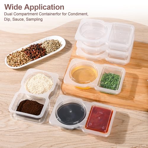 RXRRXR 10PCS Double Compartment Condiment Container With Lids - Reusable Snack Pack Containers for Take-out Sauces - Image 4