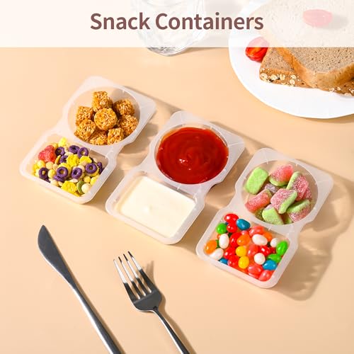 RXRRXR 10PCS Double Compartment Condiment Container With Lids - Reusable Snack Pack Containers for Take-out Sauces - Image 2