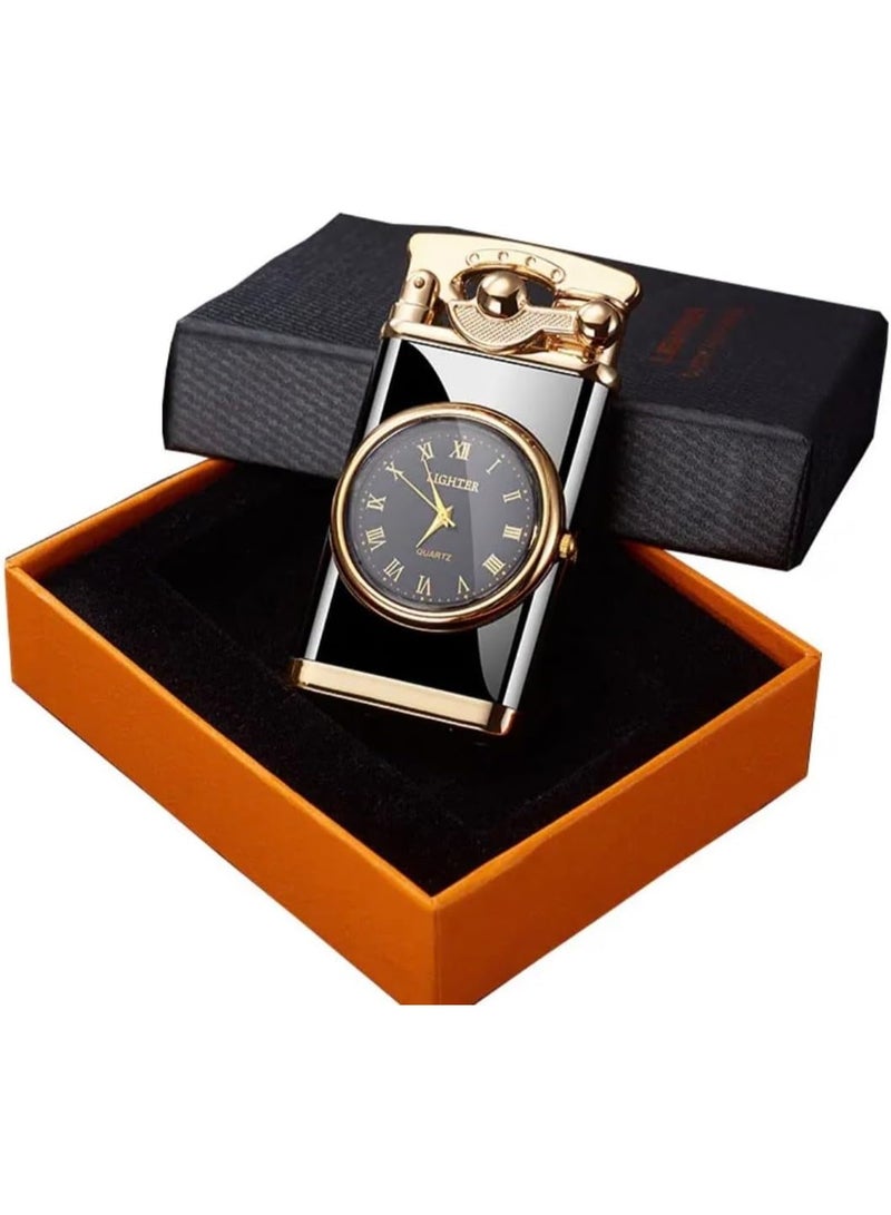 Fashionable And Creative Windproof Lighter With Clock For Men.Random Color (Without Gas) - Image 1