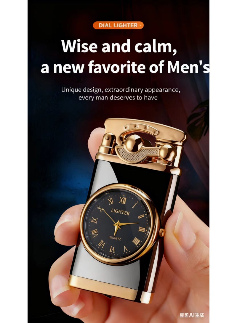 Fashionable And Creative Windproof Lighter With Clock For Men.Random Color (Without Gas) - Image 2