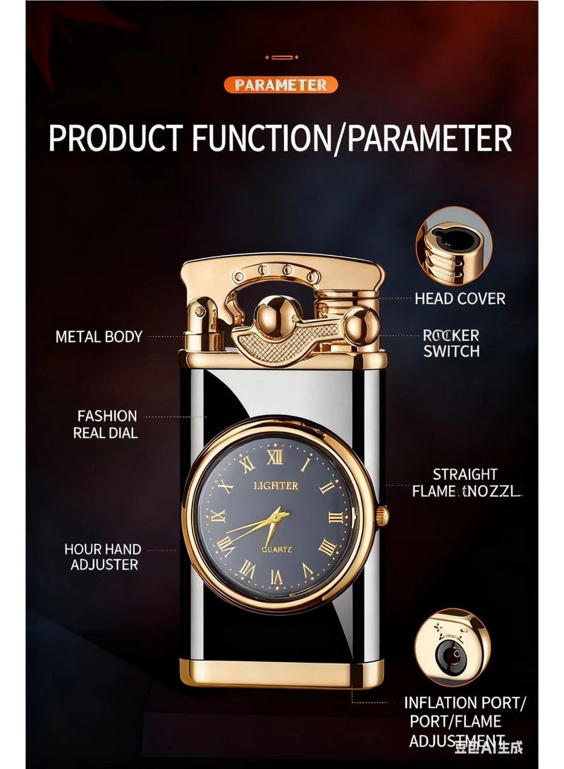 Fashionable And Creative Windproof Lighter With Clock For Men.Random Color (Without Gas) - Image 3
