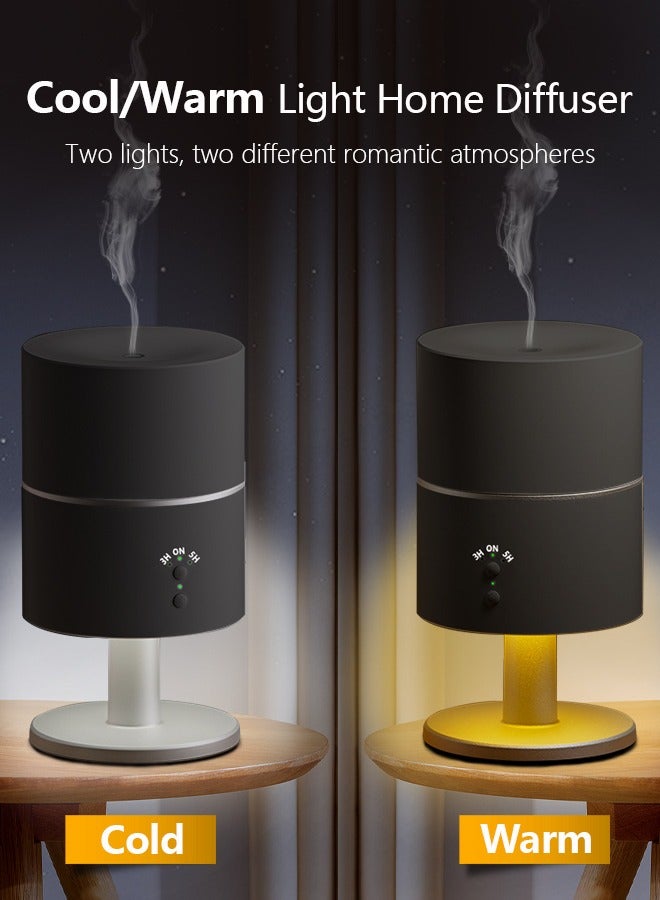 Essential Oil Diffuser Classic White/Warm Light Table Lamp Small Aromatherapy Diffuser 260ml Cold Mist Small Humidifier for Bedroom diffusers for Home Office Bedroom, Black  - Image 2