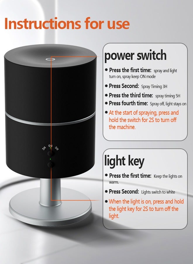 Essential Oil Diffuser Classic White/Warm Light Table Lamp Small Aromatherapy Diffuser 260ml Cold Mist Small Humidifier for Bedroom diffusers for Home Office Bedroom, Black  - Image 5
