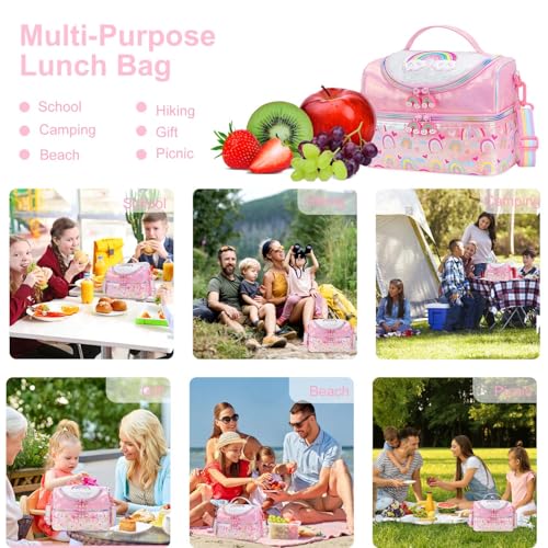 RHCPFOVR Kids Lunch Bag - Double Decker Cooler Insulated Lunch Box for Boys Girls Washable Lunch Bag and Reusable Toddler Lunchbox for School and Daycare - Image 4