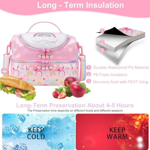 RHCPFOVR Kids Lunch Bag - Double Decker Cooler Insulated Lunch Box for Boys Girls Washable Lunch Bag and Reusable Toddler Lunchbox for School and Daycare - Image 5
