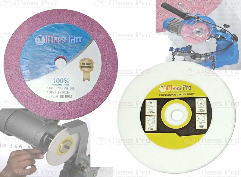 Mass Pro 2Pc Electric Chainsaw Sharpener Grinding Wheel 100mm Thickness 3.2 Edge Cutting Grinding Saw Chain - Image 3
