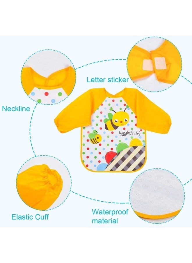 Generic Bibs with Sleeves 4 Pieces EVA Baby Bib Waterproof Long Sleeve Bib Unisex Feeding Bibs Apron Lovely Cute Cartoon Bibs for Infant Toddler 6 Months to 3 Years Old  - Image 5