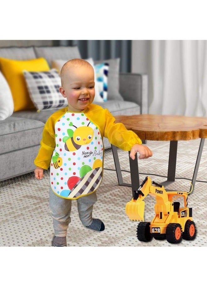 Bibs with Sleeves 4 Pieces EVA Baby Bib Waterproof Long Sleeve Bib Unisex Feeding Bibs Apron Lovely Cute Cartoon Bibs for Infant Toddler 6 Months to 3 Years Old - Image 2