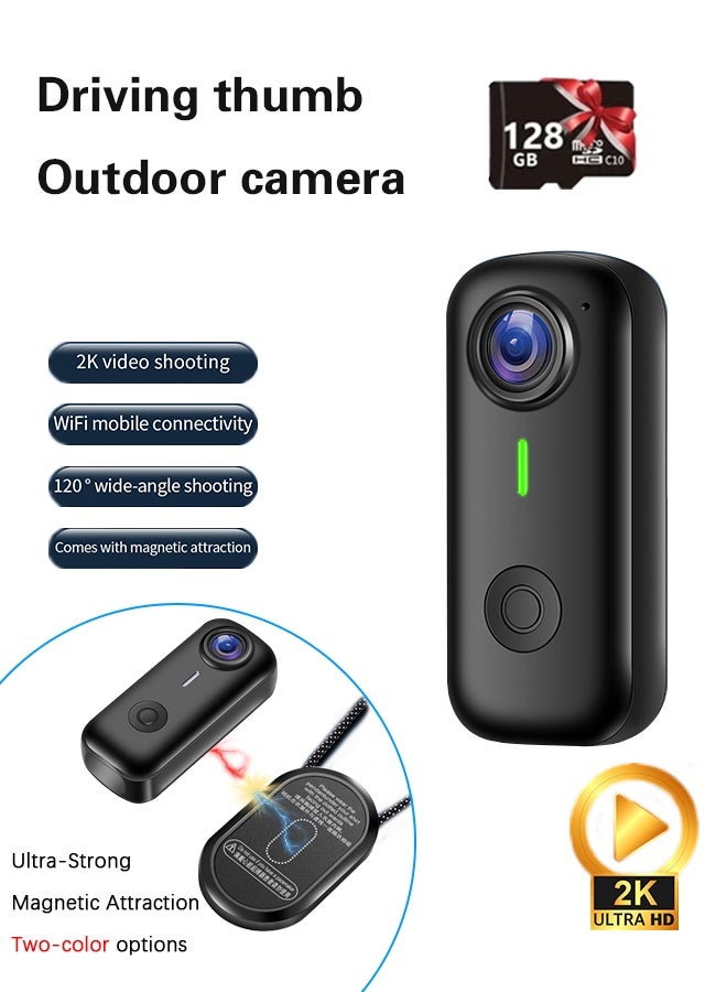 Mini Body Camera Action Cam with Auido & Video Recording, 128G TF Card, Thumb Size Hands Free Body Worn Cameras, Wearable Portable Camcorder for Work Travel Pet Walk Vlog - Image 1