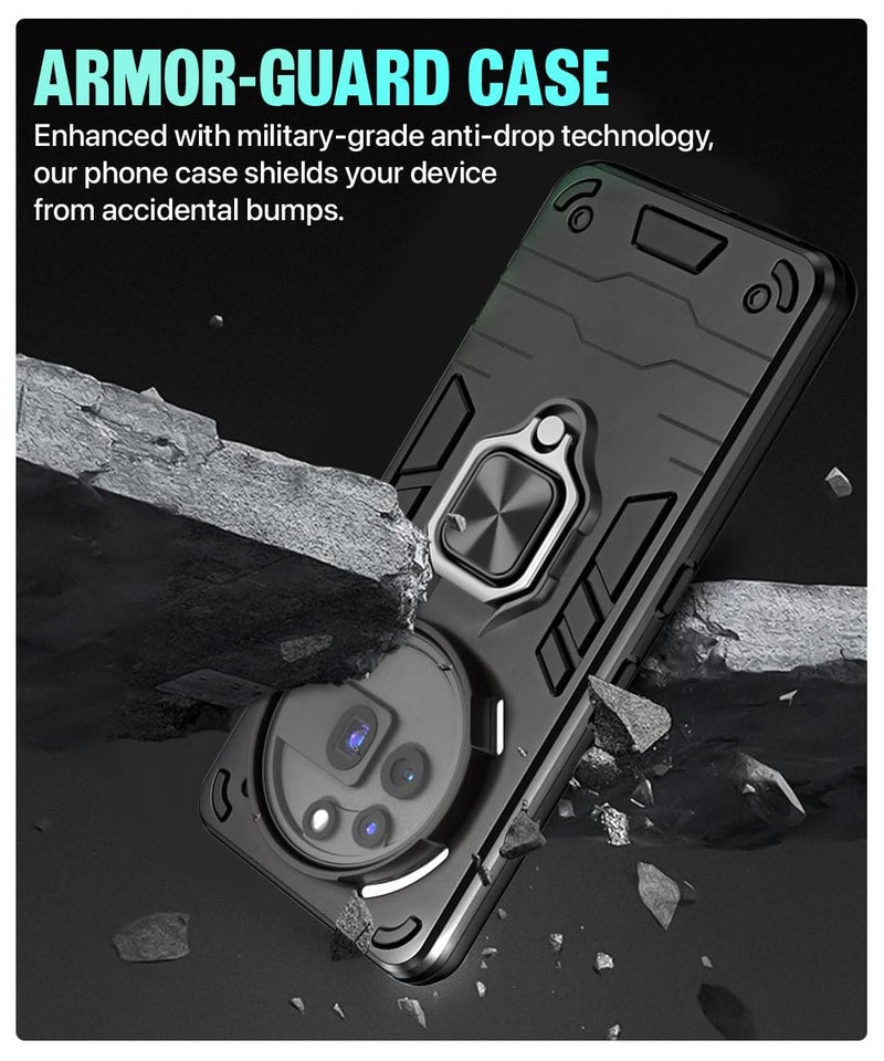 WOW IMAGINE Shock Proof Back Case Mobile Cover for Nothing Phone 3a Pro | Back Cover Case (Tough Armor | Hybrid PC + TPU | Ring Holder & in-Built Kickstand | Black) - Image 4