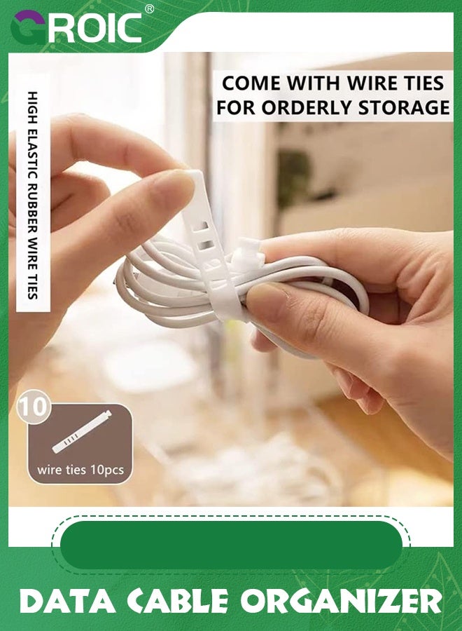 GROIC Clear Cable Storage Box with 10 Wire Ties,Cable Organizer Box Plastic Charger Cord Organizer Box Storage Desktop Data Cable Cord Storage Box,Plastic Cable Management Box with Lid - Image 4