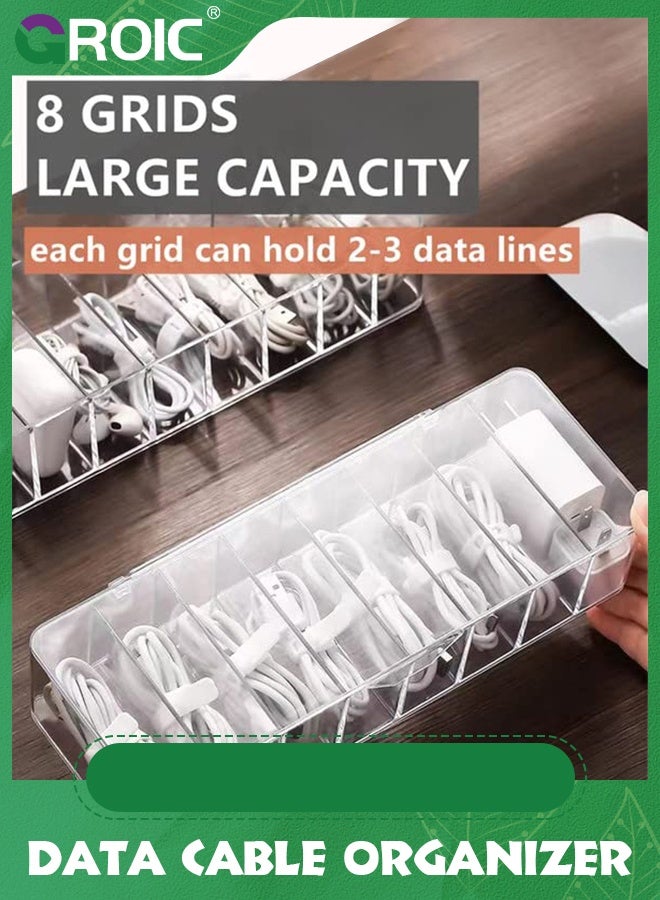 GROIC Clear Cable Storage Box with 10 Wire Ties,Cable Organizer Box Plastic Charger Cord Organizer Box Storage Desktop Data Cable Cord Storage Box,Plastic Cable Management Box with Lid - Image 5